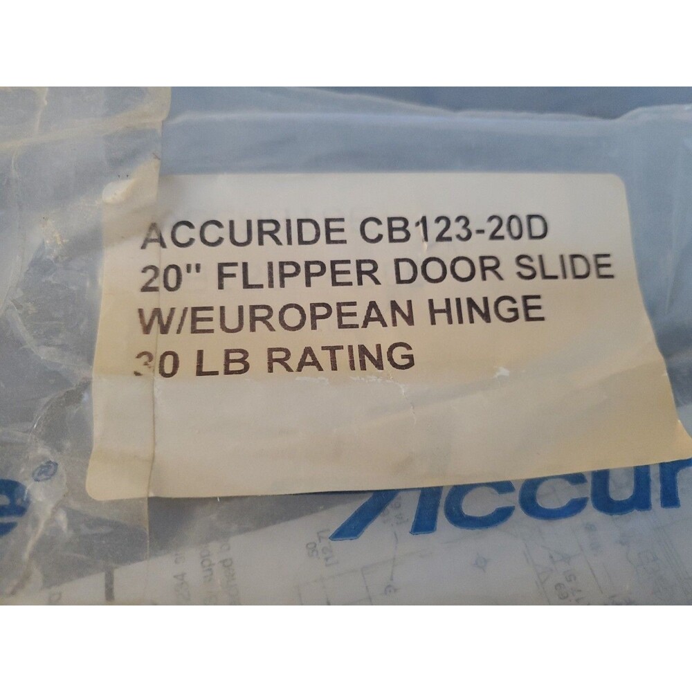 Accuride CB123-20D 20" Flipper Door Slide Pair NOS W/ European Hinge 30lb Rating